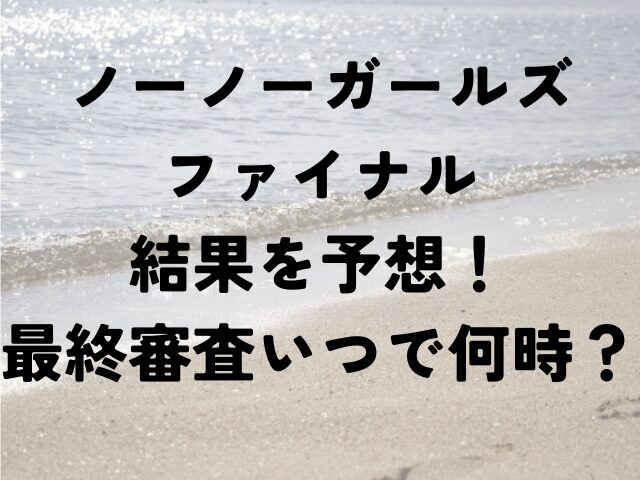 ノーノーガールズ　ファイナル　結果　　最終審査　いつ　何時　