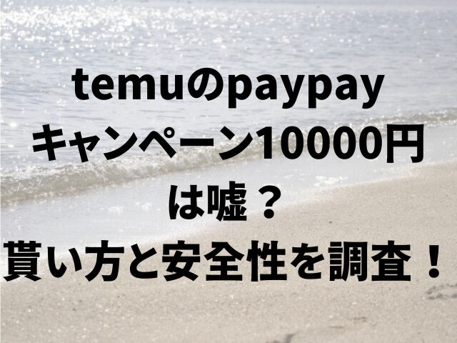 temu　paypay　キャンペーン　10000　貰い方　安全